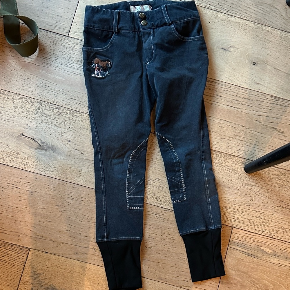 Kids Black Horse Embroidered riding equestrian breeches child’s xs xsmall